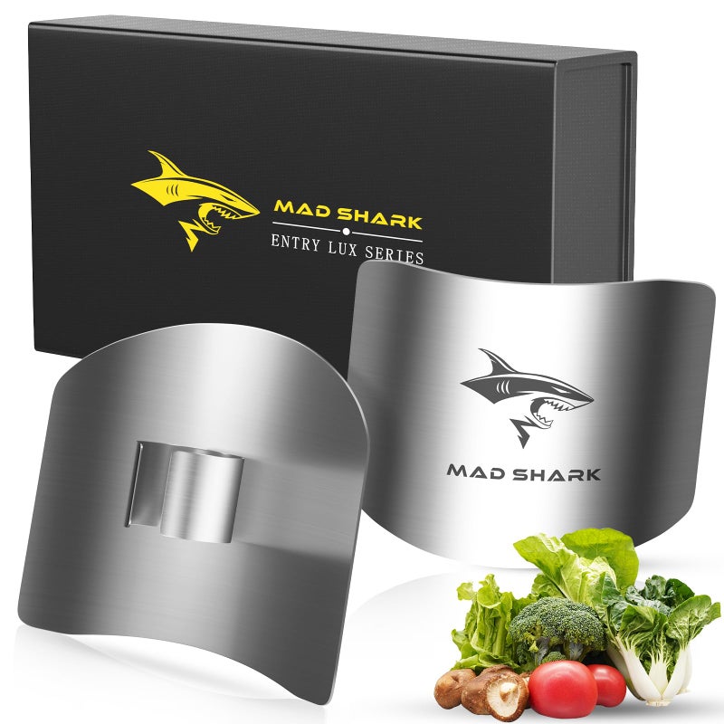 MAD SHARK Chef Finger Guards for Cutting with Gift Box, 2pcs Premium 304 Stainless Steel Finger Protectors for Cutting, Slicing and Chopping Vegetables, Fruits and Meat, Avoid Hurting Kitchen Tools - Image 2